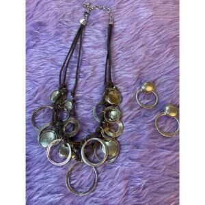 Chicos silver toned necklace and earrings
